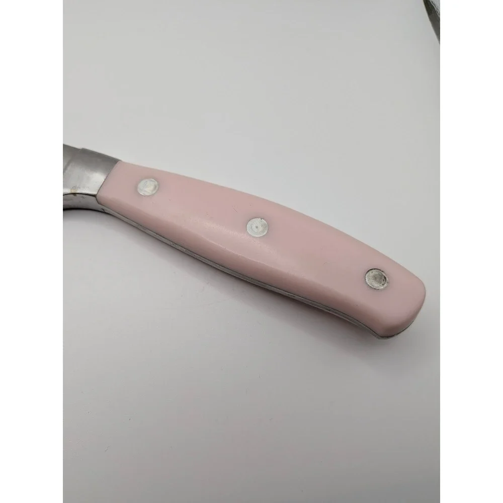 7 inch Santoku Knife Pink Handle Triple Riveted Stainless Steel Hollow Edge 7